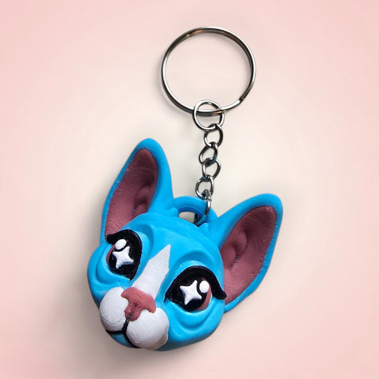 מחזיק מפתחות תלת מימד חתול ספינקס כחול
