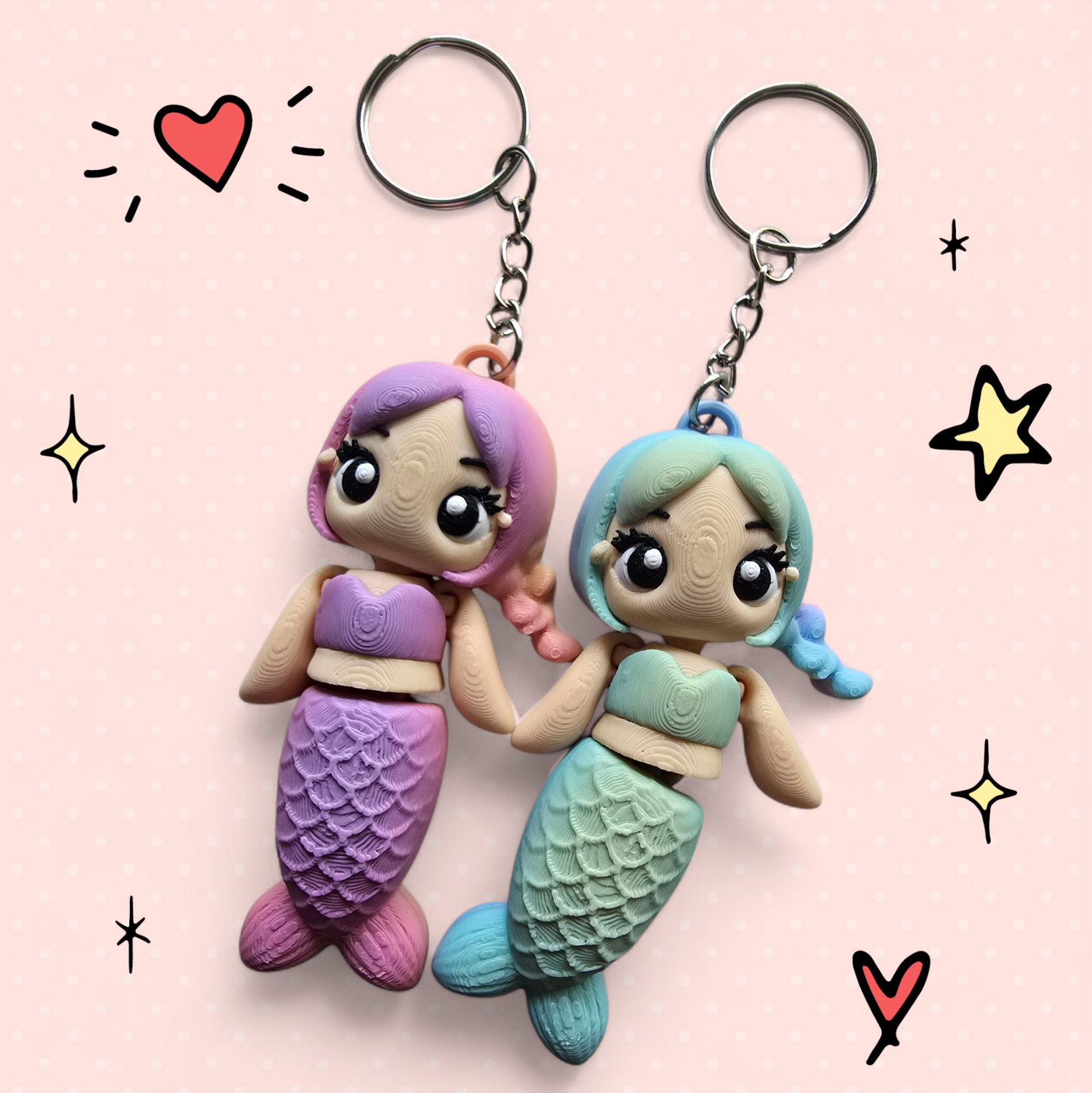 בת הים הקטנה בצבעי הקשת בגוון ירוק/כחות