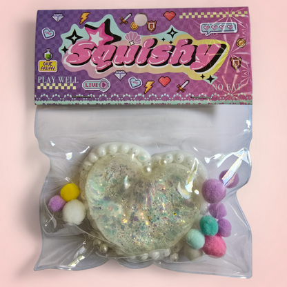 טאבה סקווישי לב נצנצים בצבעים שונים