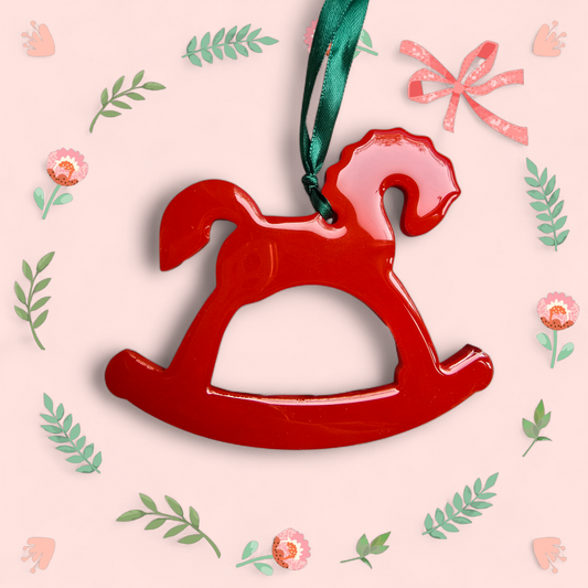 קישוט עץ חג המולד סוס מצופה אפוקסי