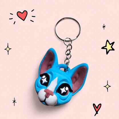 מחזיק מפתחות תלת מימד חתול ספינקס כחול